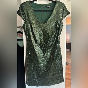 Lulus dark green mini sequence dress size medium. Worn once.